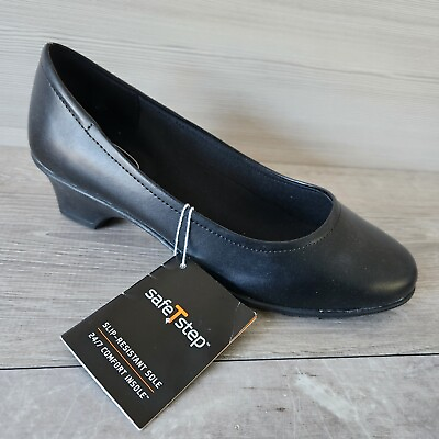 #ad SafeTstep Tressa Black Slip Resistant Rubber Pump Heel Shoes Womens Size 8W Flaw $30.00