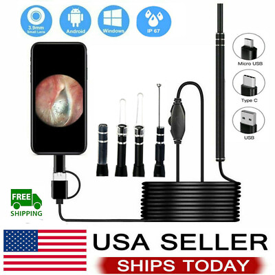 LED Ear Endoscope HD Otoscope Ear Wax Cleaning Camera Tool Cleaner Removal Kit $12.89