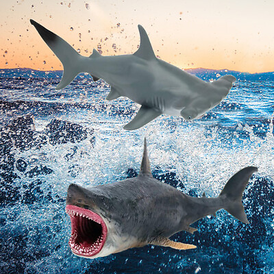 #ad Hammerhead Shark Megalodon Shark Lifelike Simulation Animal Model Collector Toys $14.59