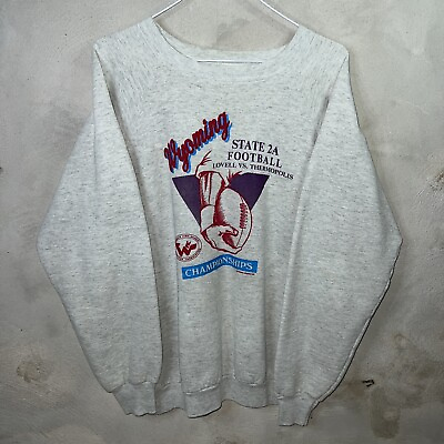 #ad Vintage 90s Wyoming State Champion High School Football Crewneck Sweatshirt XL $12.99