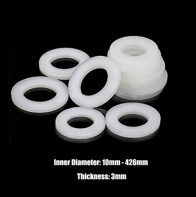 #ad White Silicon Rubber Flat Washer Pad O Ring Seal Gaskets I.D 10 426mm Thick 3mm $48.09