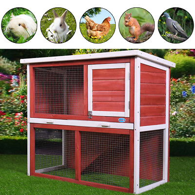 #ad 36quot;Wooden small Chicken Coop House Rabbit Wood Hutch Poultry Cage Removable Tray $92.99