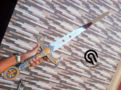 #ad Medieval Sword Handmde Stainless Steel Sword Viking Sword With Leather Cov $109.99