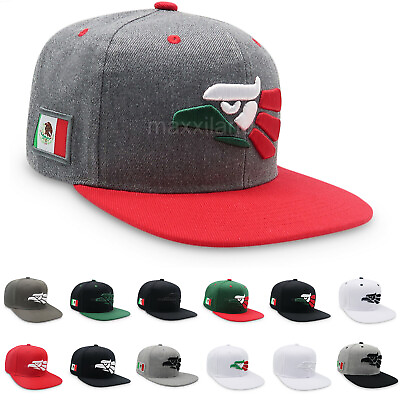 #ad Mexican Snapback Hat Hecho En Mexico Eagle Aguila Flat Bill Hats Baseball Cap $7.99