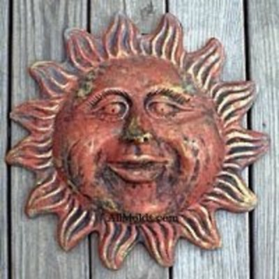 #ad Large Smiley Sun concrete plaster wall plaque mold $39.95