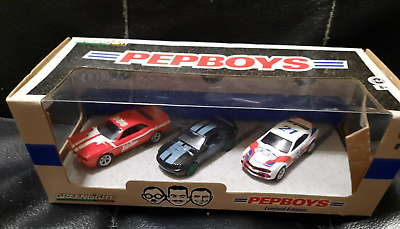 #ad Greenlight 1 64 Pep Boys 3 Pack Dodge Challenger Chevy Camaro Ford Mustang Chase $89.99