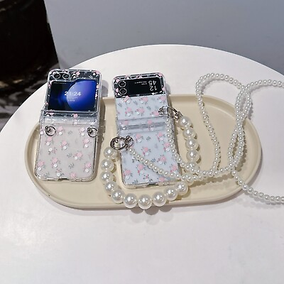 #ad For Samsung Galaxy Z Flip 3 4 5 Fresh and Simple Cute Flower Case With Lanyard $15.99