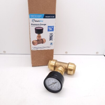 #ad SharkBite 24438 Brass Push to Connect Tee with Water Pressure Gauge 3 4quot; $24.97