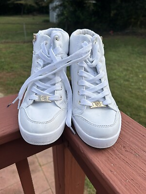#ad GBG Los Angeles Womens Nelly Laceup Wedge Sneakers Shoes White Size 9 $60.00