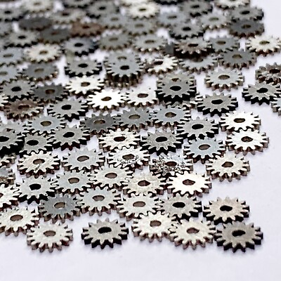 #ad 20 Unique Watch Gears 4mm Silver Blue Parts Steampunk Lot Altered Art Watchmaker $5.99