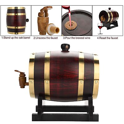 #ad Vintage Wood Oak Timber Wine Barrel Beer Whiskey Rum Storage Barrel 1.5L HOT $55.94