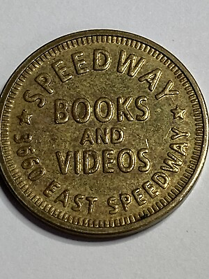 #ad SPEEDWAY BOOKS AND VIDEO 20TH ANNIVERSARY TOKEN RARE BRASS LOOK $13.62