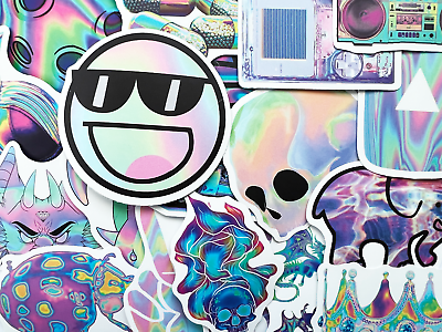 #ad 50 Shiny Laser Like Cool Graffiti Foil Laptop Stickers Pack Decals $5.49