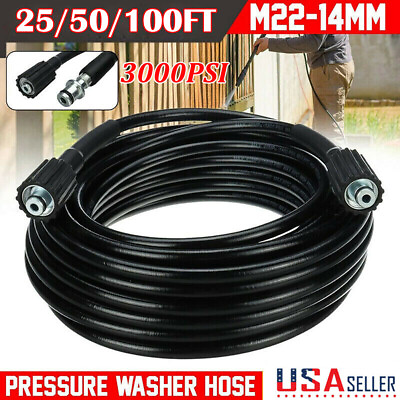 #ad 25 100FT 3000PSI High Pressure Washer Hose M22 Connector Replacement Hose $27.00