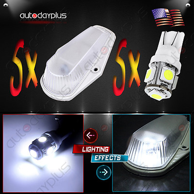 #ad 5Pcs Cab Roof Marker Clearance Lights White LED For 80 97 Ford F150 F250 F350 $28.32