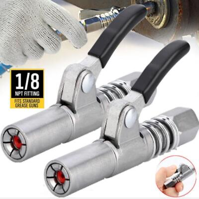 2pcs Grease Gun Coupler High Pressure Quick Release Lock Oil Injection Nozzles $13.59