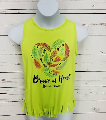 Girls Zone Pro S 6 6x Lime green fringe athletic Brave at heart tank top $4.00