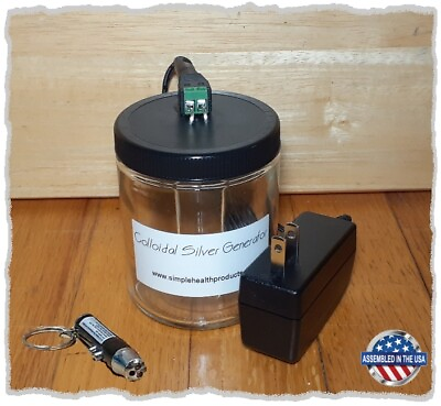 #ad Colloidal Silver Generator 99.99% Silver Simple Health Products 8oz jar BLK $35.50