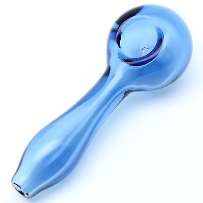 #ad 4quot; Glass Smoking Pipe Clear Light Blue Spoon Smoke Bowl Tobacco Pipes Cute Bowls $11.99