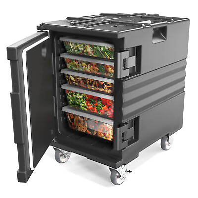 #ad 82 QT Insulated Food Pan Carrier Hot Box Stackable for 5 Full Size w Wheels $209.99