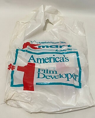 #ad Vintage K Mart Store Shopping Plastic Grocery Bag Film Developing Advertising $9.95