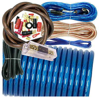 #ad Audiotek 4 Gauge Amp Kit Amplifier Install Wiring 4 Ga Wire 3100W Blue ANL FUSE $27.99