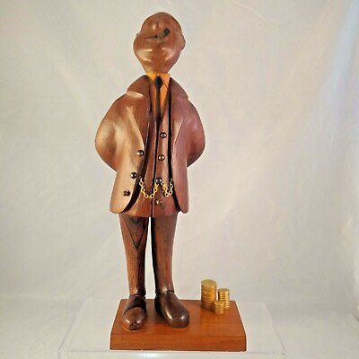 BANKER ROMER ITALIAN HANDCARVED WOOD FIGURINE 12quot; HIGH Made in Italy Big Cigar #ad $69.99