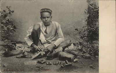 #ad #ad India Young Indian Boy Man Cobbler with Trade Tools c1910 Vintage Postcard $9.89