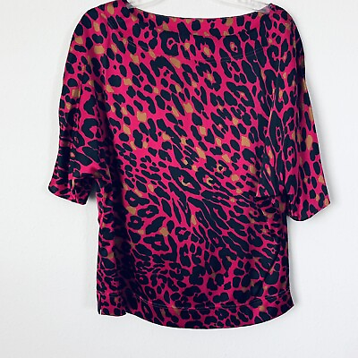#ad #ad St. John Hot Raspberry Pink Leopard Silk Blouse Sz P B 7 $98.00