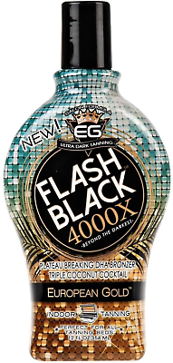 #ad Flash Black Ultra Dark 4000X DHA Bronzer Indoor Tanning Bed Lotion 12oz $15.99