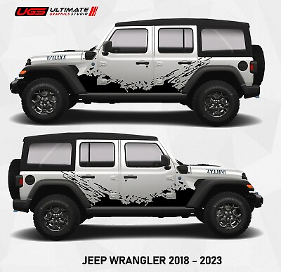 #ad Graphics Mud Splash Car Sticker For Jeep Wrangler 18 23 4X4 Off Road Side Decal $129.99