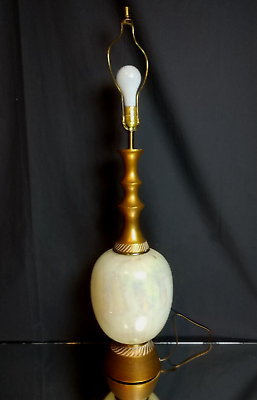 SWIRLED GLASS 3.5 Foot MCM Table Lamp by F.A.I.P. 1960s RETRO Gold Chalkware #ad #ad $129.99