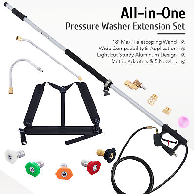 #ad 18#x27; Telescoping Spray Wand Kit Power Pressure Washer Extension Set Max 4000psi $78.95