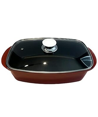 #ad Sedona Pro 5.5 Qt. Aluminum Multi Purpose Roaster Pan with Lid Non Stick Red $33.98