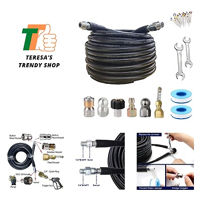 #ad 100 FT Sewer Jetter Kit for Pressure WasherSewer Jetter Nozzles KitDrain Cl... $65.99