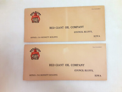 #ad #ad 2 vintage unused No. 10 envelopes Red Giant Oil Company Council Bluffs Iowa $14.95