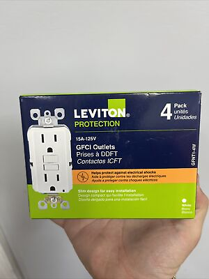#ad Leviton 15A 125V GFCI Outlets 4 Pack GFNT1 4W White NEW $32.99