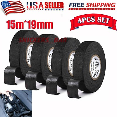 #ad 4 Rolls Cloth Tape Wire Electrical Wiring Harness car auto suv truck 19mm*15m $8.19