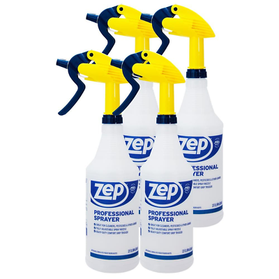 ZEP Spray Bottle Heavy Duty Adjustable Nozzle Chemical Resistant Pack 4 Cleaning $17.78