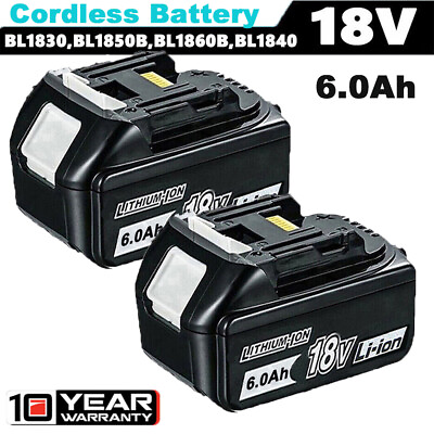 #ad #ad 2 Pack For Makita 18V 6.0Ah LXT Lithium Ion Tool Battery BL1830 BL1850 BL1860 $26.00