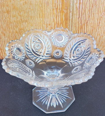 #ad Antique EAPG Glass Westmoreland Atlanta Star and Plume Clear Open Jam Jelly Dish $16.19