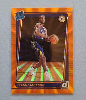 #ad 2021 22 Donruss Isaiah Jackson RC #217 Orange Laser HOLO Rated Rookie Pacers $0.99