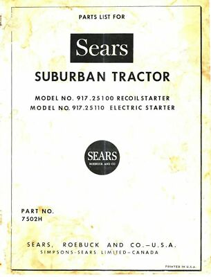 #ad Tractor Electric amp; Recoil Starter Serv Sears Suburban 10HP 917.25110 amp; 917.25100 $19.97