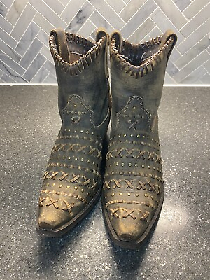 #ad Womens Abilene Distress Rawhide Short Western Boots size 8 $49.99
