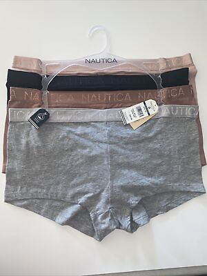 #ad NÁUTICA Women#x27;s Mid Rise NT3197 Underwear Boy Short Organic Cotton 4 Pair XL $37.99