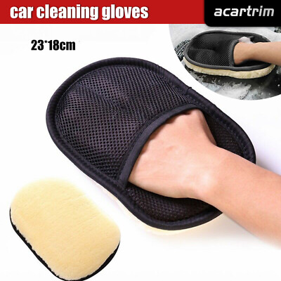 #ad Styling Wool Soft Car Washing Gloves Cleaning Brush Motorcycle Washer Products $4.29
