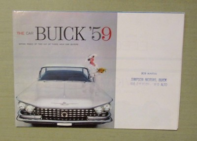 #ad 1959 BUICK SALES BROCHURE Fold Out Poster Bob Martin SIMPSON MOTOR Palo Alto CA $44.25
