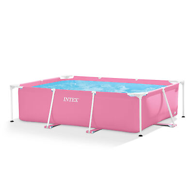 #ad Intex 86quot; x 23quot; Outdoor Rectangular Frame Above Ground Swimming Pool Pink $84.99