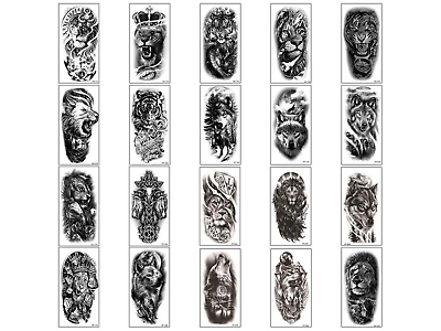 #ad 1 Temporary Fake Tattoo Stickers Animal Tiger Wolf Lion Waterproof Arm Body Art $1.22