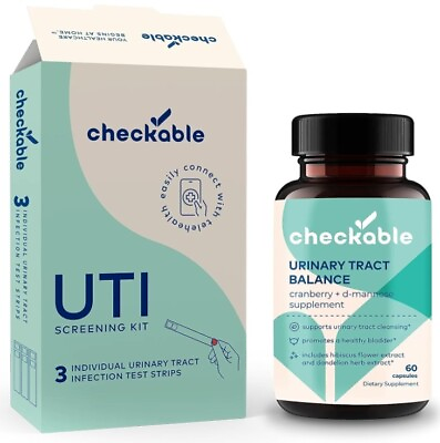 #ad Checkable® UTI Diagnostic Test Kit 3ct and D Mannose Supplement 60ct Combo $32.99